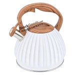 3.0L Vertical Rib Pumpkin Shape Stainless Steel Whistling Kettle, White