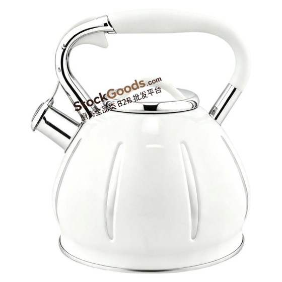 3.0L Embossed Strip Stainless Steel Whistling Kettle, White