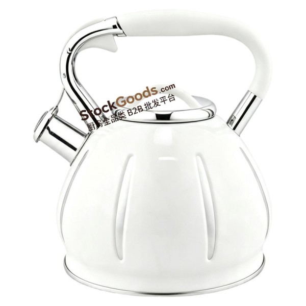 3.0L Embossed Strip Stainless Steel Whistling Kettle, White