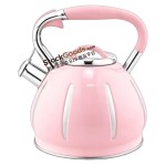 3.0L Embossed Strip Stainless Steel Whistling Kettle, Pink