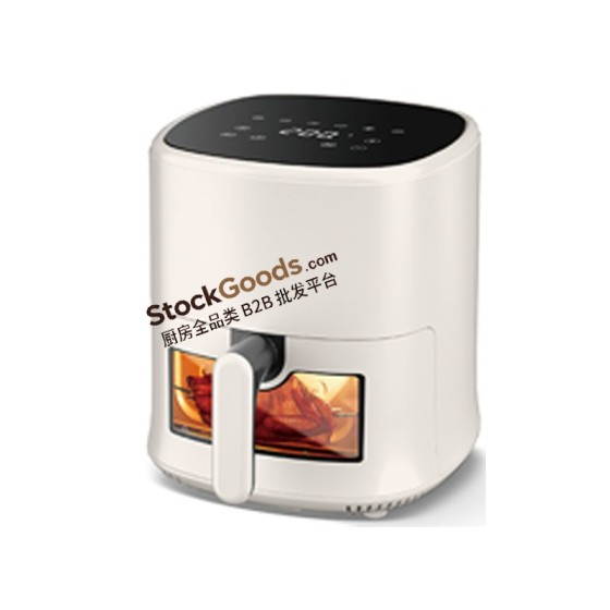 4.0L LED Touch Screen Air Fryer with Bottom Viewable Window, 220V 1200W, Off‑white