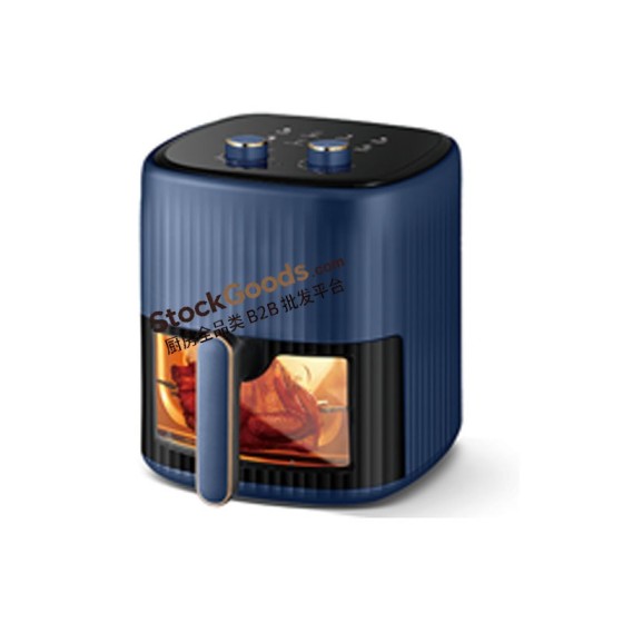 6.0L Mechanical Knob Air Fryer with Bottom Viewing Window, 220V 1200W | Navy Blue