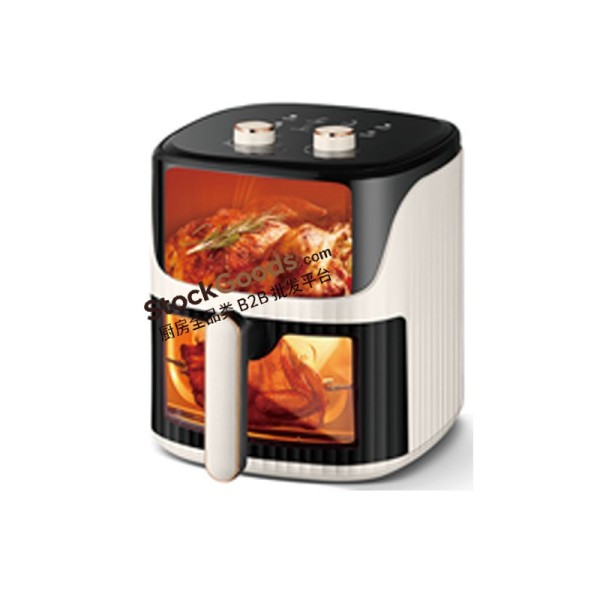 6.0L Mechanical Knob Air Fryer with Upper & Bottom Double Viewing Windows, 220V 1200W | Off-White