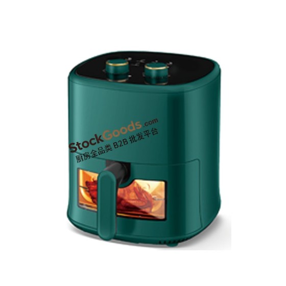 4.0L Mechanical Knob Air Fryer with Bottom Viewable Window,220V 1200W,Dark Green