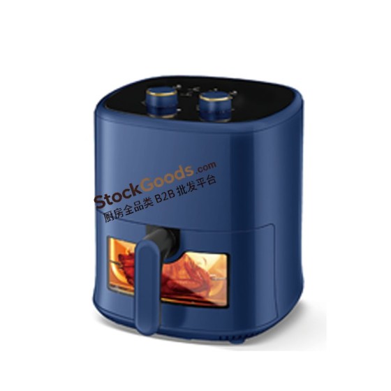 4.0L Mechanical Knob Air Fryer with Bottom Viewable Window,220V 1200W,Royal Blue
