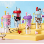 880ml Cartoon Animal Infuser Straw Water Bottle Portable Plastic Cup