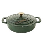 Glossy Enameled Cast Iron Dutch Oven Fry Pan, 22CM Round Covered Dutch Pot With Lid, Stainless Steel Knob And Loop Handles, 1.8L, Net Weight 3.1KG, 3 Colors Available