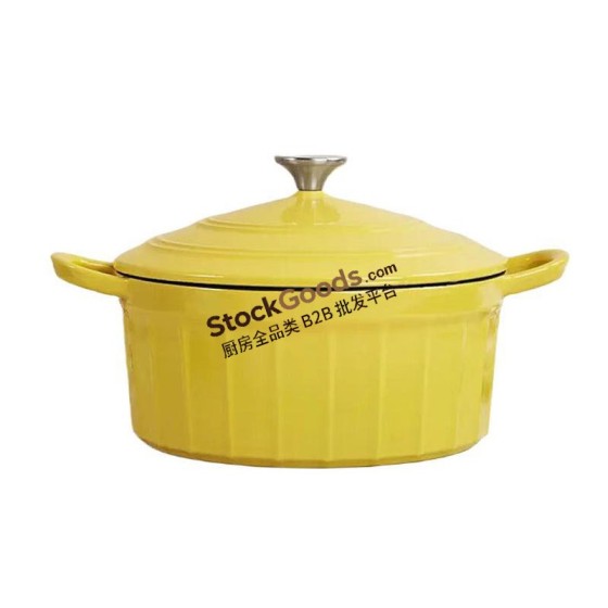 24CM Enameled Cast Iron Roman Column Soup Pot, 2.9L, Net Weight 4.7KG, 3 Colors Available
