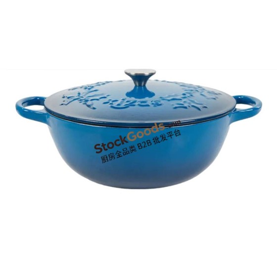 26CM Enameled Cast Iron Casserole Pan with Cover, 3.8L, Net Weight 4.8KG, 3 Colors Available