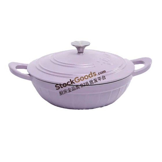 28CM Enameled Cast Iron Roman Pillar Seafood Casserole, 3L, Net Weight 4.8KG, 3 Colors Available