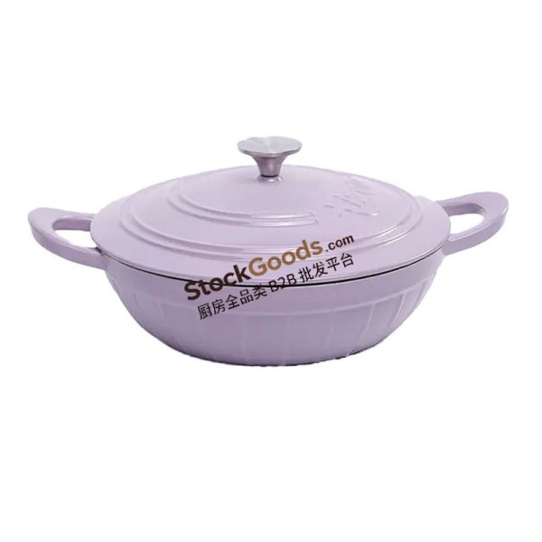 28CM Enameled Cast Iron Roman Pillar Seafood Casserole, 3L, Net Weight 4.8KG, 3 Colors Available