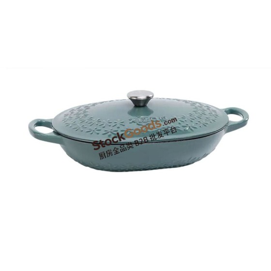 31CM Enameled Cast Iron Snowflake Casserole, 2.7L, Net Weight 5.2KG, 2 Colors Available