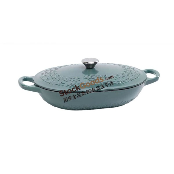 31CM Enameled Cast Iron Snowflake Casserole, 2.7L, Net Weight 5.2KG, 2 Colors Available
