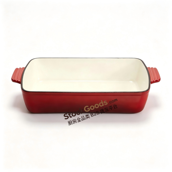 33×23CM Enameled Cast Iron Baking Dish, 3.1L, Net Weight 3.5KG, 2 Colors Available