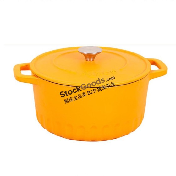 22CM Sunflower Enameled Cast Iron Stew Pot with Lid, 3.1L, Net Weight 4.5KG, 3 Colors Available