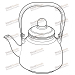 1.2L Flat Bottom Enamel Kettle With Filter,Golden Rim & Knob