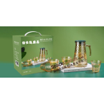 Amber Hammered Glass Water Set,1500ml Pitcher +4Pcs 250ml Glass Cups