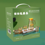 Amber Vertical Embossed Glass Water Set,1500ml Pitcher +4Pcs 250ml Glass Cups