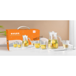 5‑Pcs Hammered Glass Water Set,1200ml Pitcher with 4Pcs 220ml Glass Cups,Home Juice Pitcher Color Box Set
