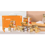 Christmas Elk Printed Glass Beverage Dispenser Set,3.6L Juice Jar With Tap & Wooden Stand + 4Pcs 200ml Amber‑rim Glass Cups Gift Box