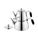 1.0L/2.0L Silver Clad Bottom Stainless Steel Double Layer Teapot, Zinc Alloy Handle, 0.45MM 201 Grade