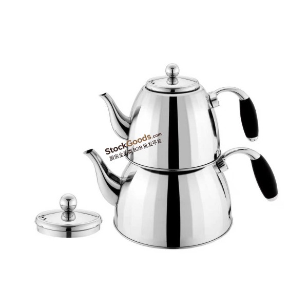 1.0L/2.0L Silver Clad Bottom Stainless Steel Double Layer Teapot, Zinc Alloy Handle, 0.45MM 201 Grade