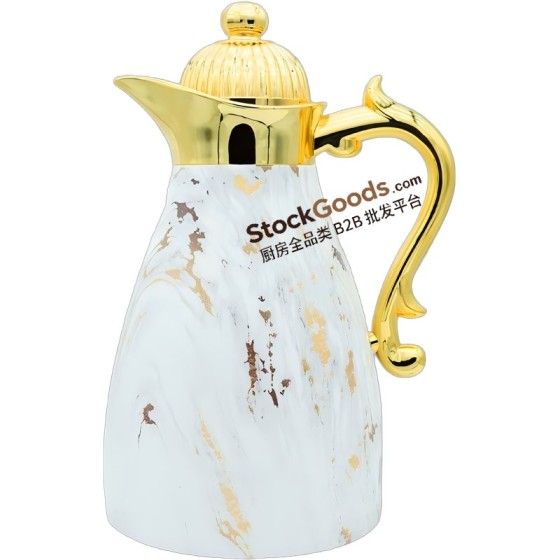 0.7/1.0L Marble‑Pattern Gold‑Foil Gold‑Trimmed Middle‑Eastern Thermal Jug