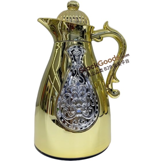 0.7/1.0L Gold‑Silver Combined Embossed Middle‑Eastern Thermal Jug