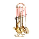7 Pcs Stainless Steel Gold Kitchen Utensils Cooking Tool Set