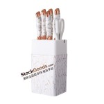 7Pcs Marble Pattern Kitchen Chef Knife Cleaver Set With Knife Holder & Kitchen Scissors