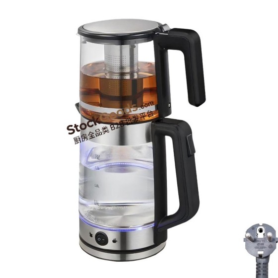 AC220-240V 1500-1800W 1.2L+1.8L Borosilicate Glass Electric Tea Maker