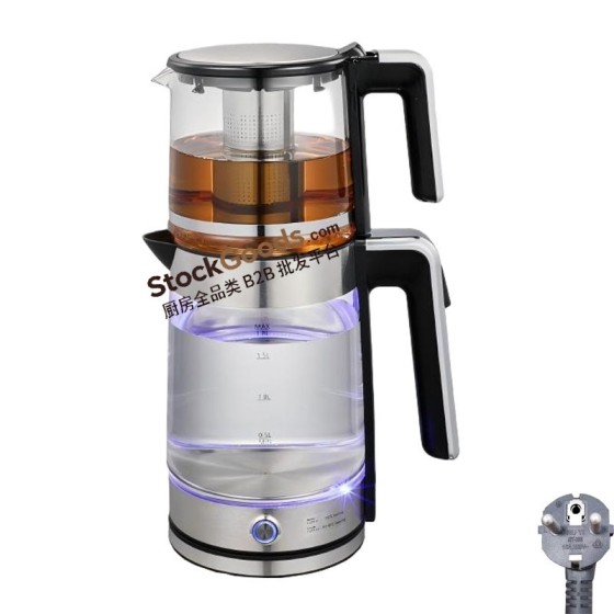 AC220-240V 1500-1800W 1.2L+1.8L Borosilicate Glass Electric Tea Maker