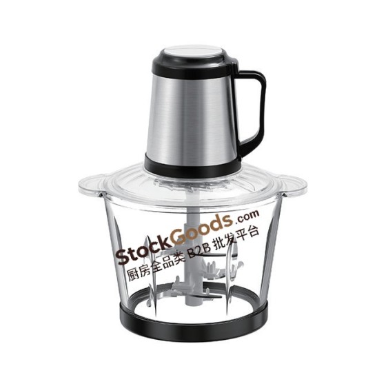 300W 2L Glass Bowl Electric Meat Grinder, Multifunctional Household Baby Food Chopper