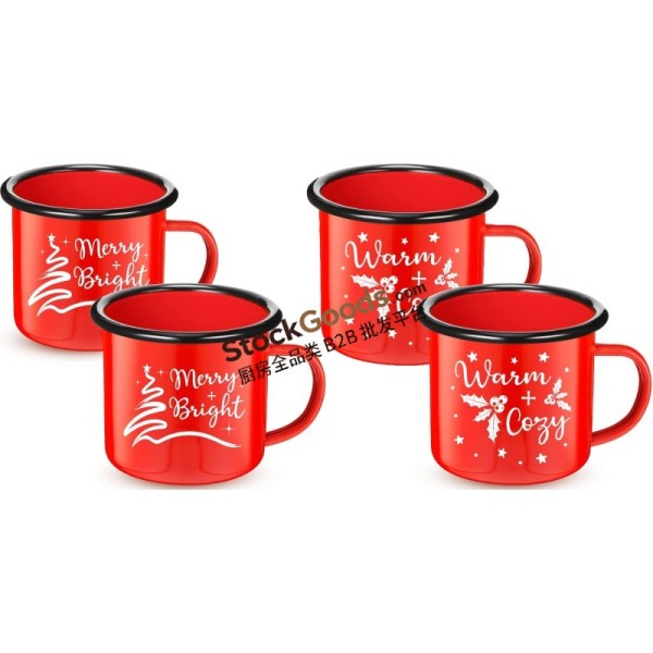 Christmas Series Rolled Edge Enamel Mug, 4 Sizes 7-10cm, 15 Colors Available