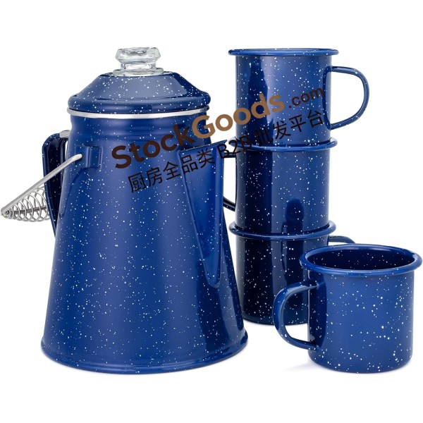 Enamel Coffee Pot + Enamel Coffee Mug Camping Set
