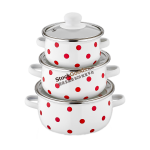 12-14-16CM Mini Enamel Casserole Pot With Dot Decals