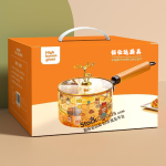 1800ml High Borosilicate Glass Milk Pot With Single Wooden Handle