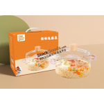 High Borosilicate Glass Pot with Double Handles & Lid, Household Soup & Noodle Pot, 3 Sizes Available