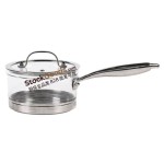 Borosilicate Glass Milk Pan with Glass Lid, Stainless Steel Handle & Knob, SUS304 Clad Bottom, 4 Sizes Available, Induction Cooker Compatible