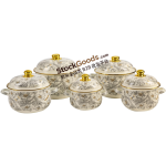 GüzelEmaye High Quality Dragonfly Floral Decals Golden Rim & Knob Enamel Lid & Hollow Handles Enamel Belly Shape Pot Multiple Sizes Available
